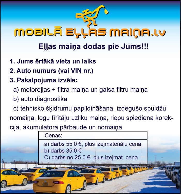 Mobilā eļļas maiņa - cenas